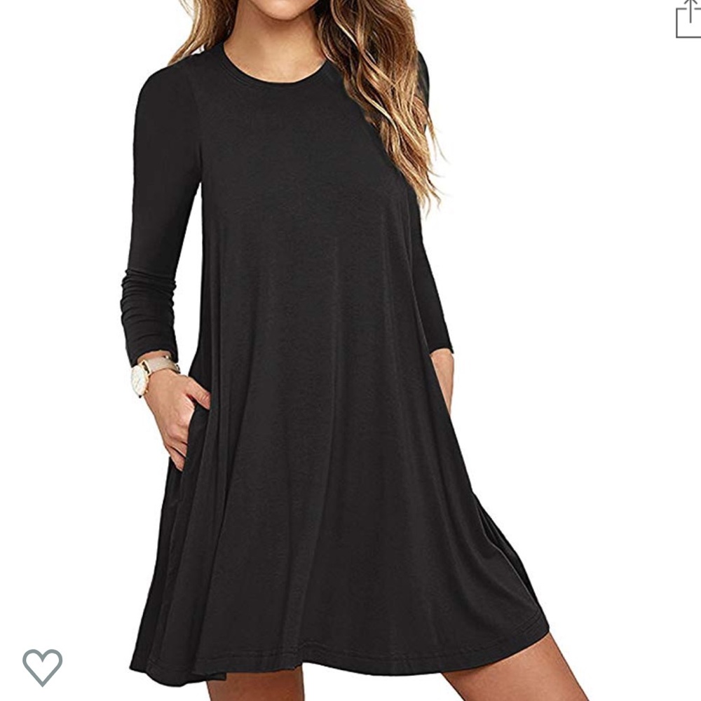 Women’s Long Sleeve Pocket Casual Swing Dress Sz M - Picture 5 of 7